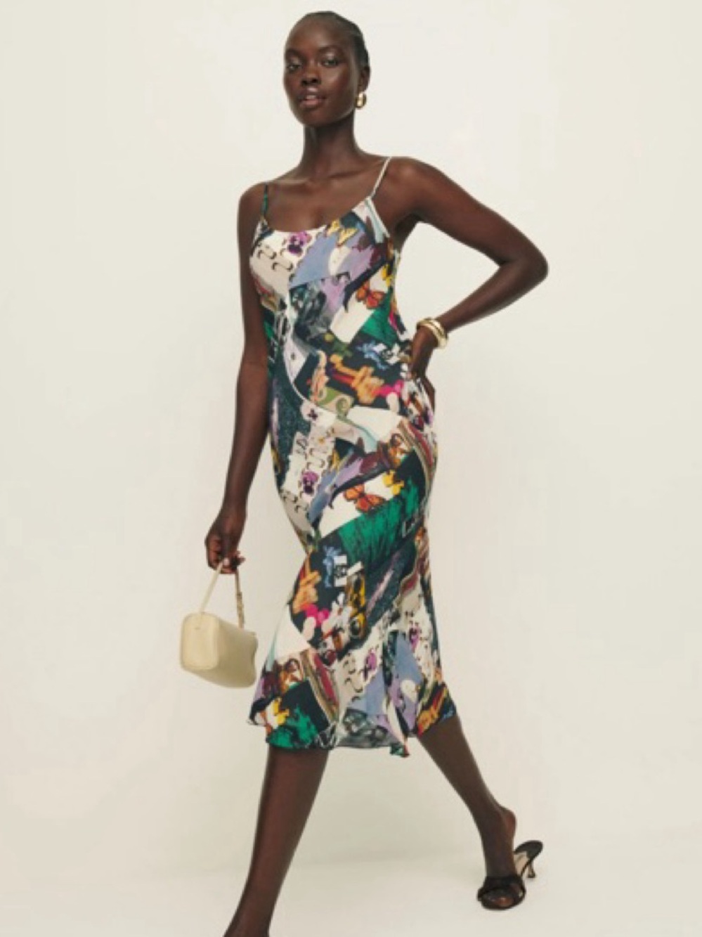 Reformation Abstract Print Slip Midi Dress
